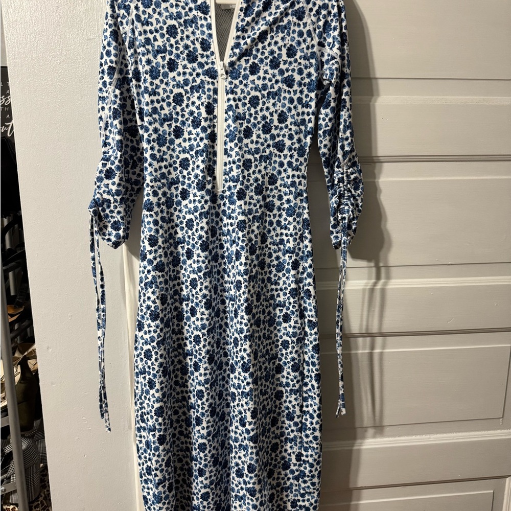 Dainty Jewells Navy and White Floral Long Sleeve Swim Dress